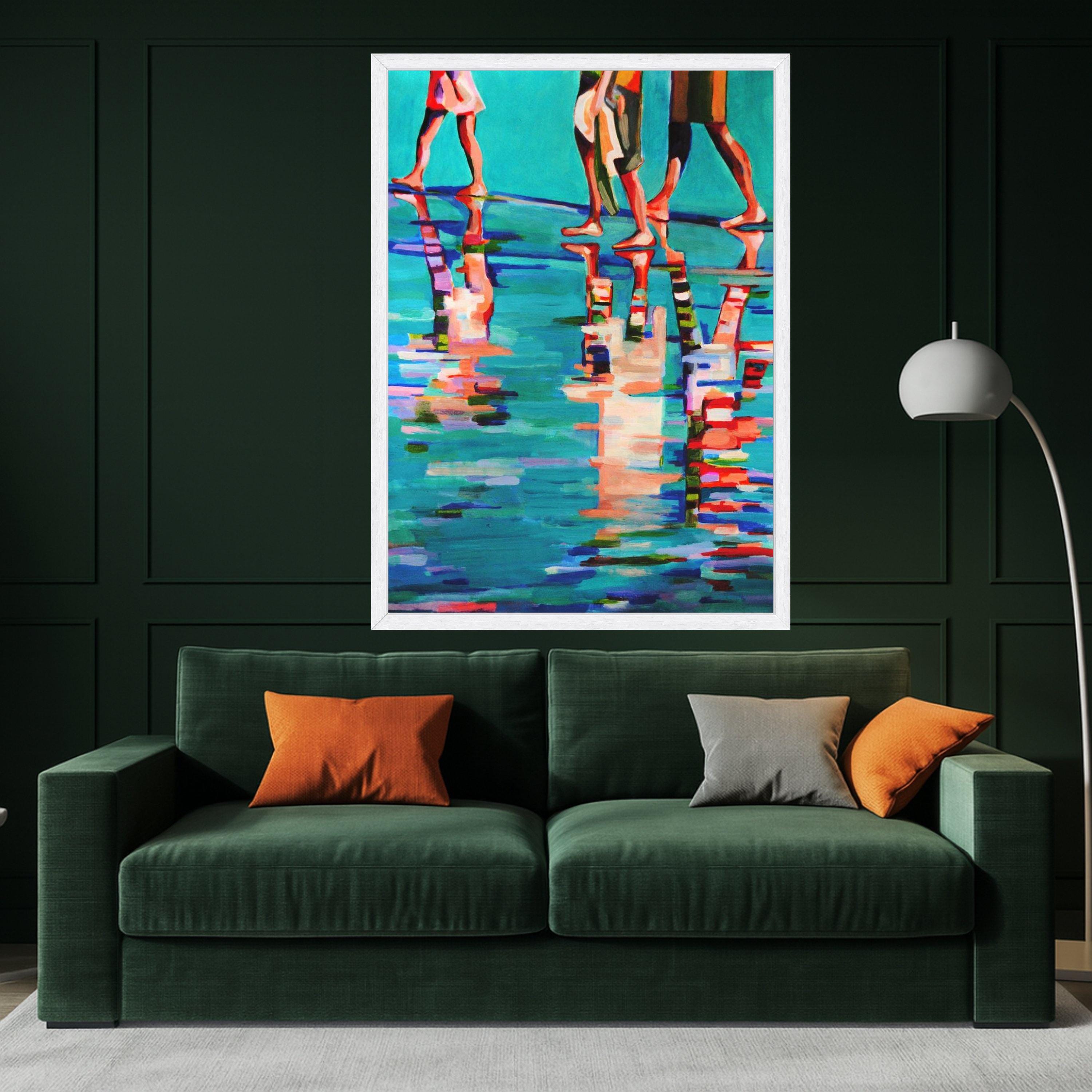 Abstract Beach Walk Canvas Print – Colorful Wall Art – Coastal Wall Decoration – Summer Reflections – Ready to Hang Wall Decor