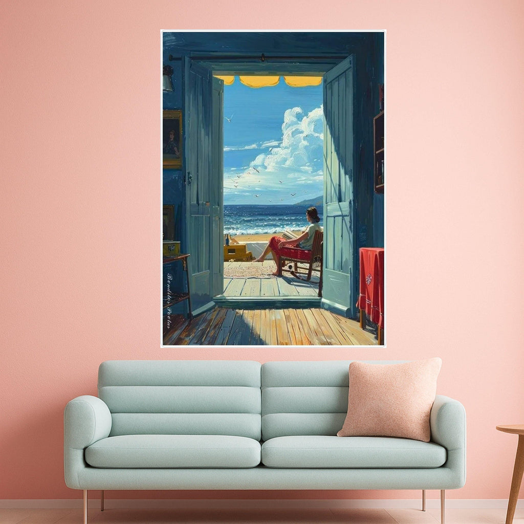Beach View Canvas Print – Coastal Wall Art with Ocean Scene – Relaxing Seaside Wall Decor – Ready to Hang Summer Home Artwork