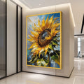 Vibrant Sunflower Canvas Wall Art, Yellow Floral Painting, Nature Decor, Botanical Canvas Print, Home Living Room Decoration Ready To Hang