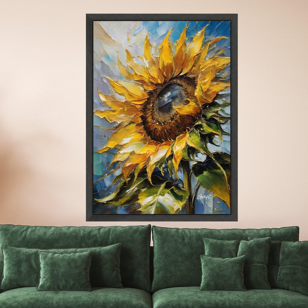 Vibrant Sunflower Canvas Wall Art, Yellow Floral Painting, Nature Decor, Botanical Canvas Print, Home Living Room Decoration Ready To Hang