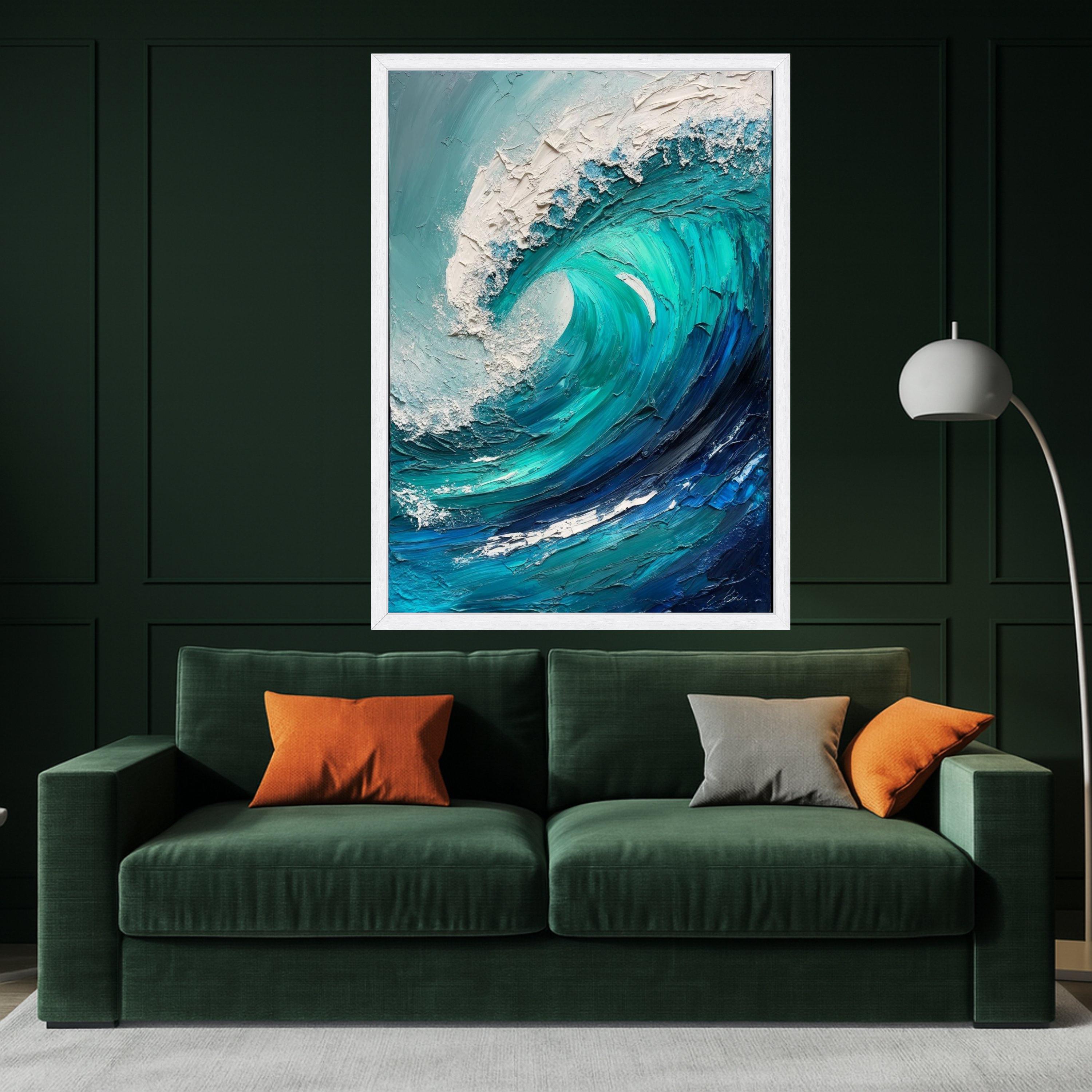 Ocean Wave Art Canvas Wall Art Print Abstract Blue Sea Coastal Decor Wall Decoration Ready to Hang Home Accent