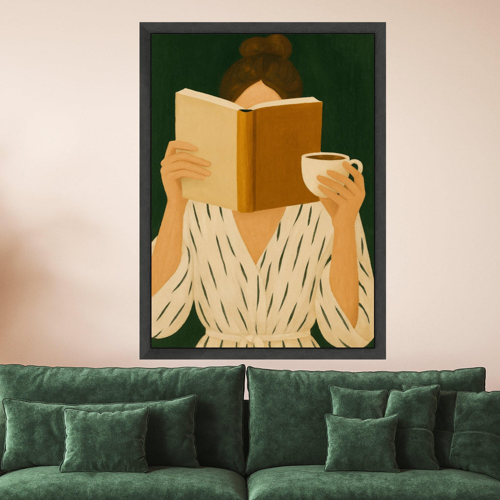 Reading Woman Canvas Wall Art – Modern Wall Decor, Cozy Minimalist Wall Art Ready to Hang