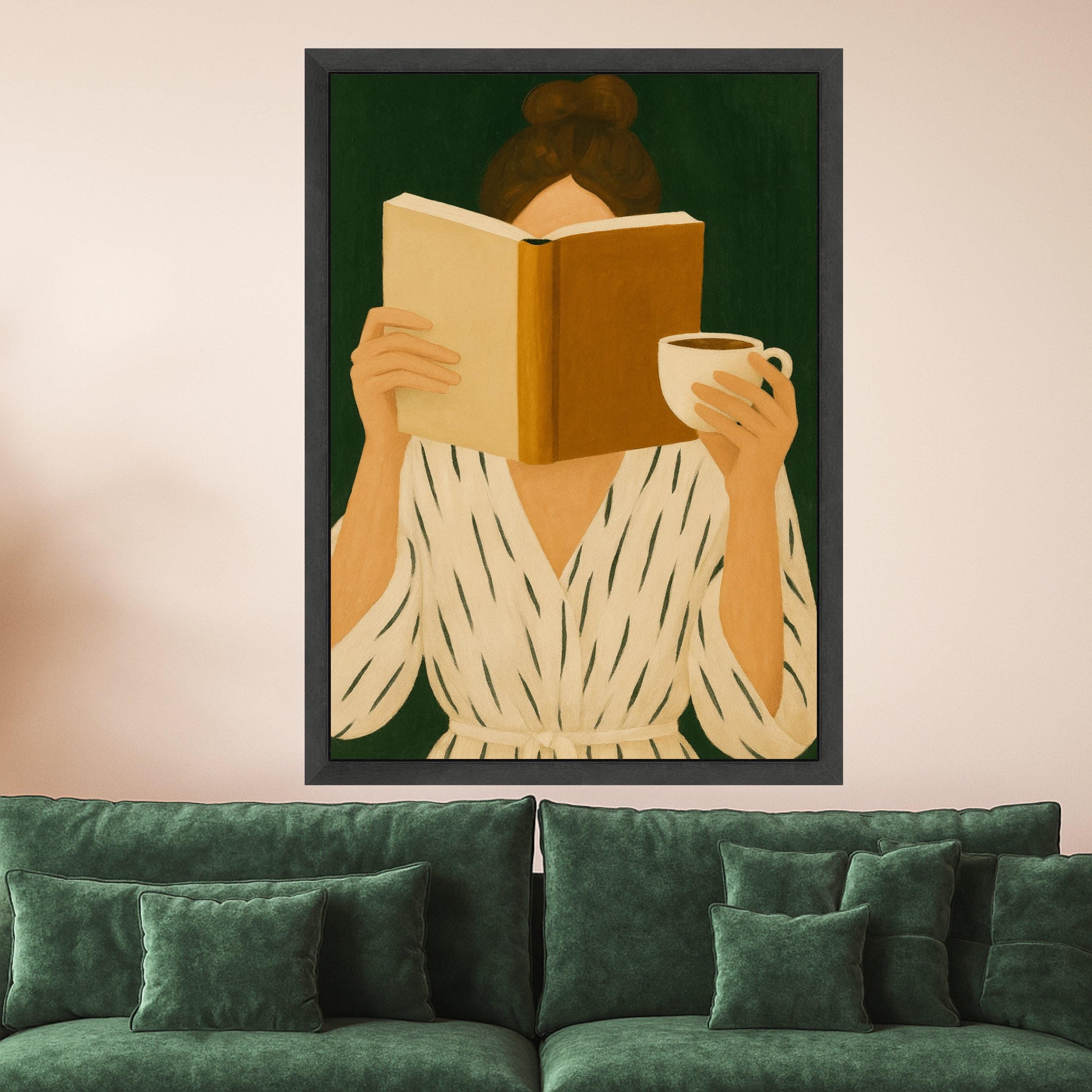 Reading Woman Canvas Wall Art – Modern Wall Decor, Cozy Minimalist Wall Art Ready to Hang