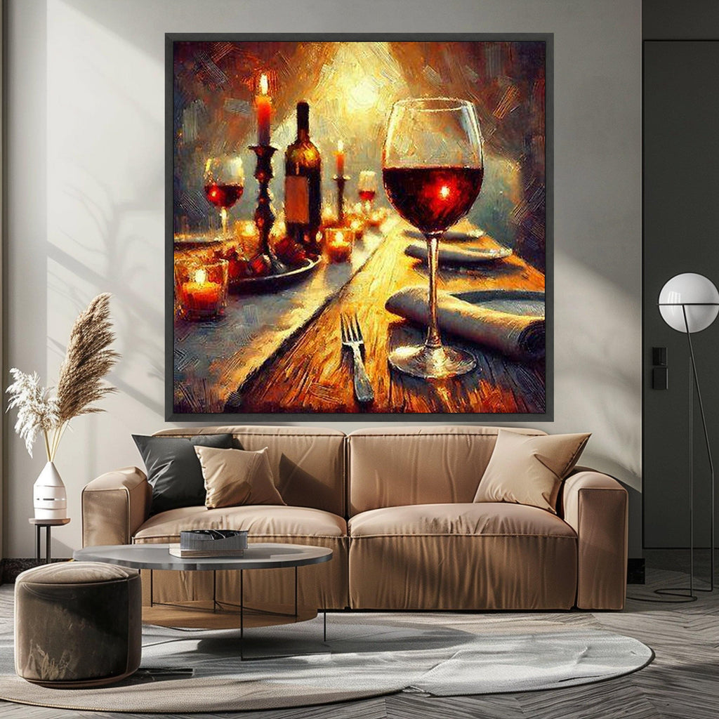 Wine Canvas Print Wall Decoration – Romantic Dining Wall Art Ready to Hang Wall Decor