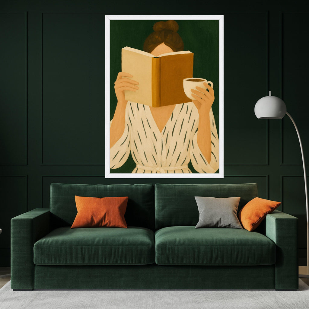 Reading Woman Canvas Wall Art – Modern Wall Decor, Cozy Minimalist Wall Art Ready to Hang