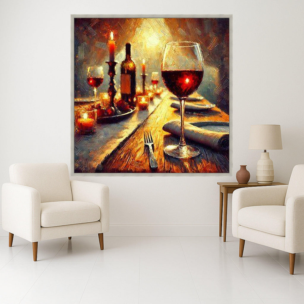 Wine Canvas Print Wall Decoration – Romantic Dining Wall Art Ready to Hang Wall Decor