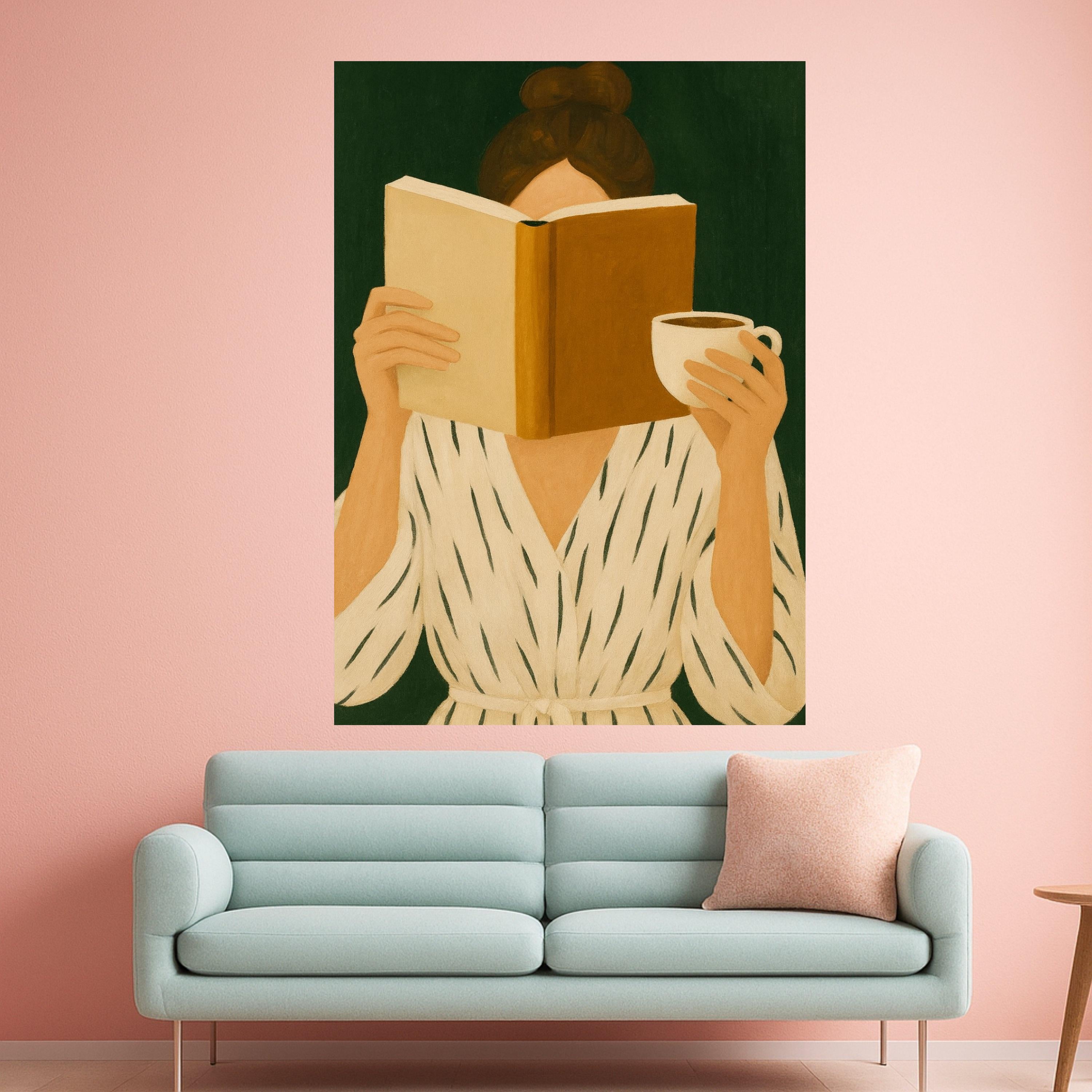 Reading Woman Canvas Wall Art – Modern Wall Decor, Cozy Minimalist Wall Art Ready to Hang