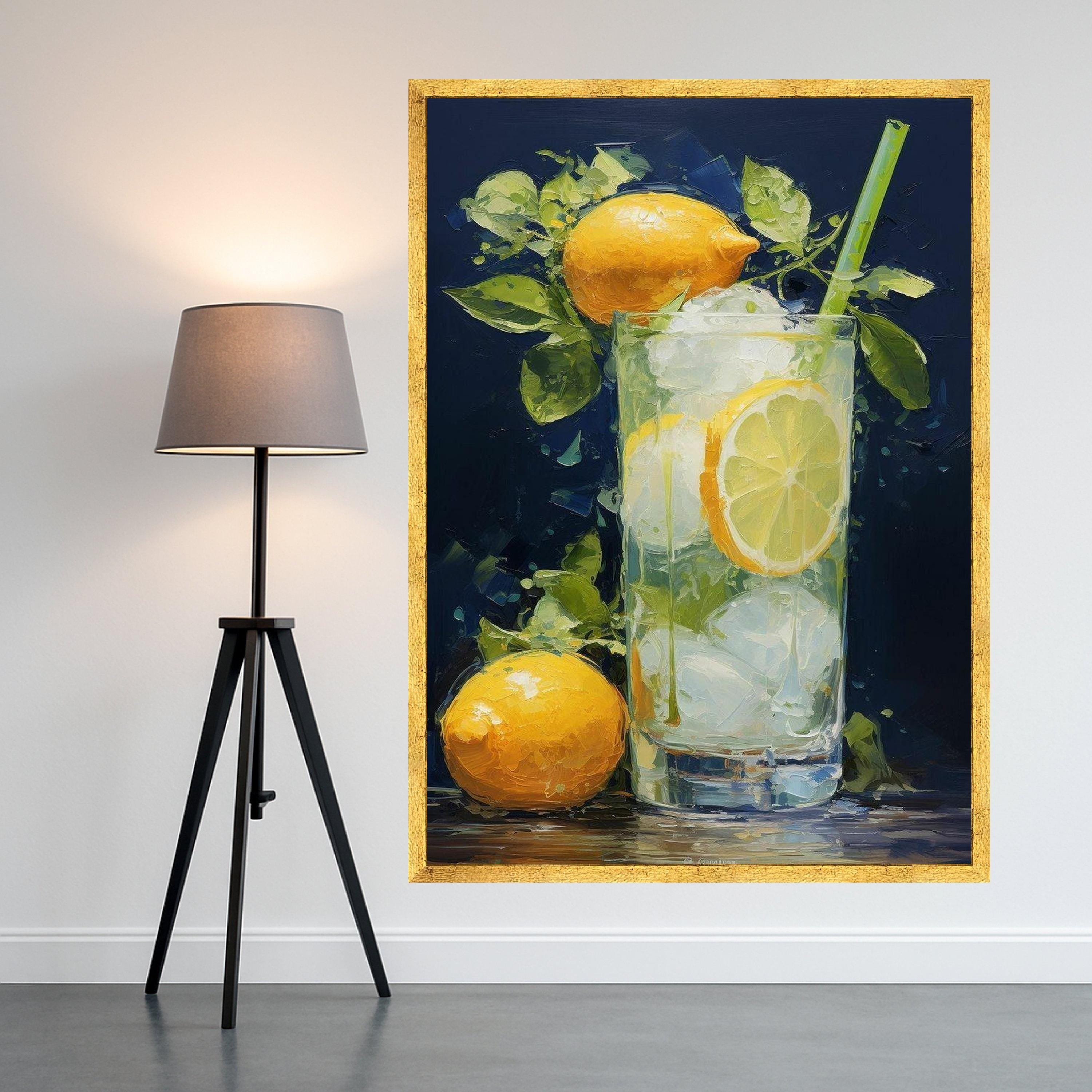 Lemon Drink Canvas Print – Refreshing Citrus Still Life Wall Art – Kitchen Wall Decor Ready to Hang