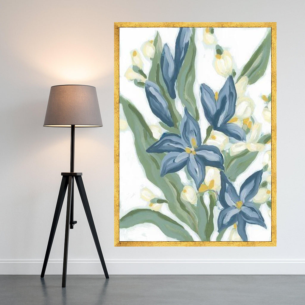 Blue Floral Canvas Wall Art, Abstract Flower Painting, Botanical Home Decor, Nature Inspired Canvas, Modern Wall Art Design, Ready To Hang,