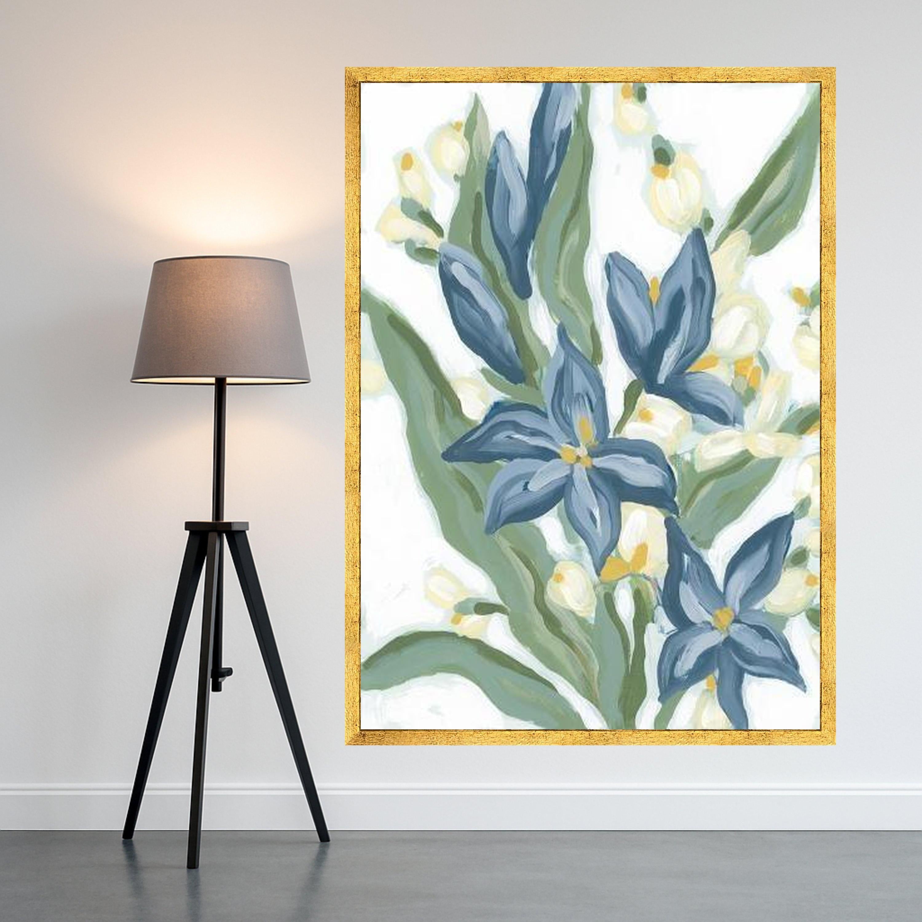 Blue Floral Canvas Wall Art, Abstract Flower Painting, Botanical Home Decor, Nature Inspired Canvas, Modern Wall Art Design, Ready To Hang,