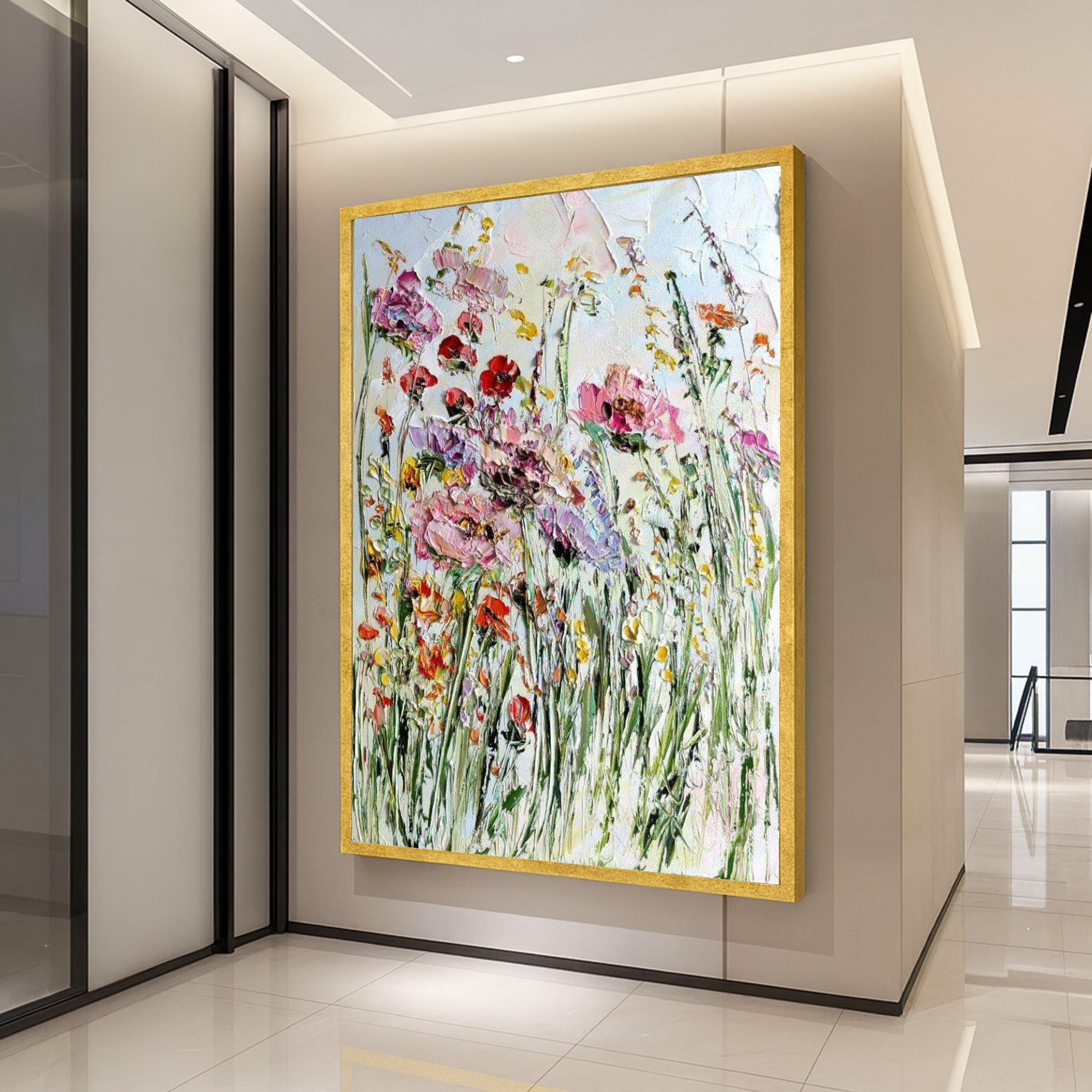 Wildflower Canvas Print Wall Decoration – Impressionist Floral Wall Art Ready to Hang Wall Decor