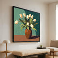 Tulip Vase Canvas Print – Modern Still Life Wall Art – Minimalist Wall Decoration – Botanical Wall Decor – Ready to Hang Artwork