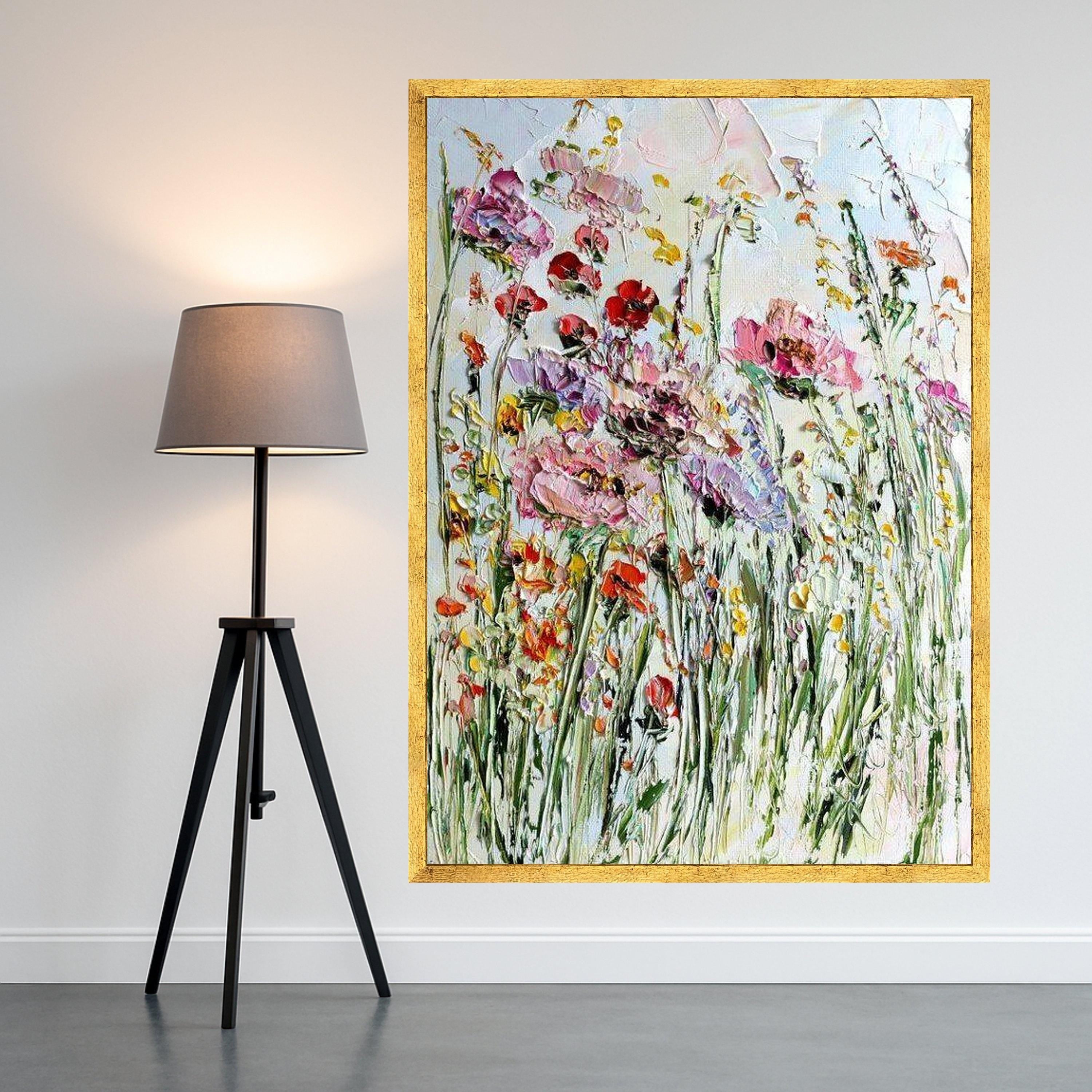 Wildflower Canvas Print Wall Decoration – Impressionist Floral Wall Art Ready to Hang Wall Decor