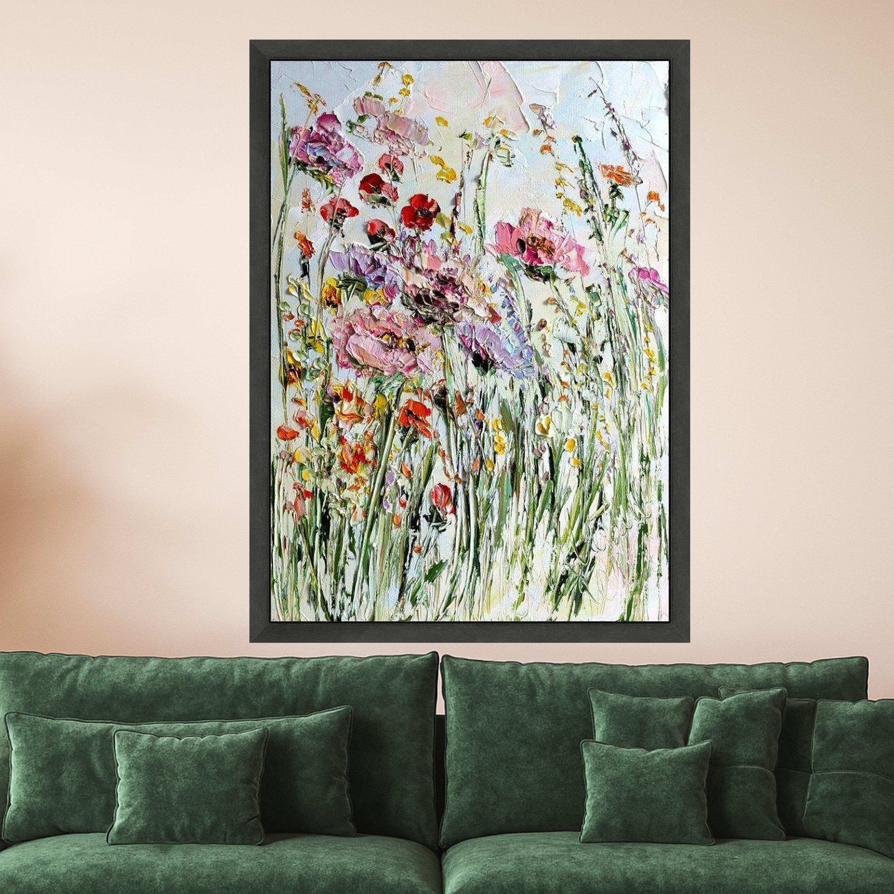 Wildflower Canvas Print Wall Decoration – Impressionist Floral Wall Art Ready to Hang Wall Decor