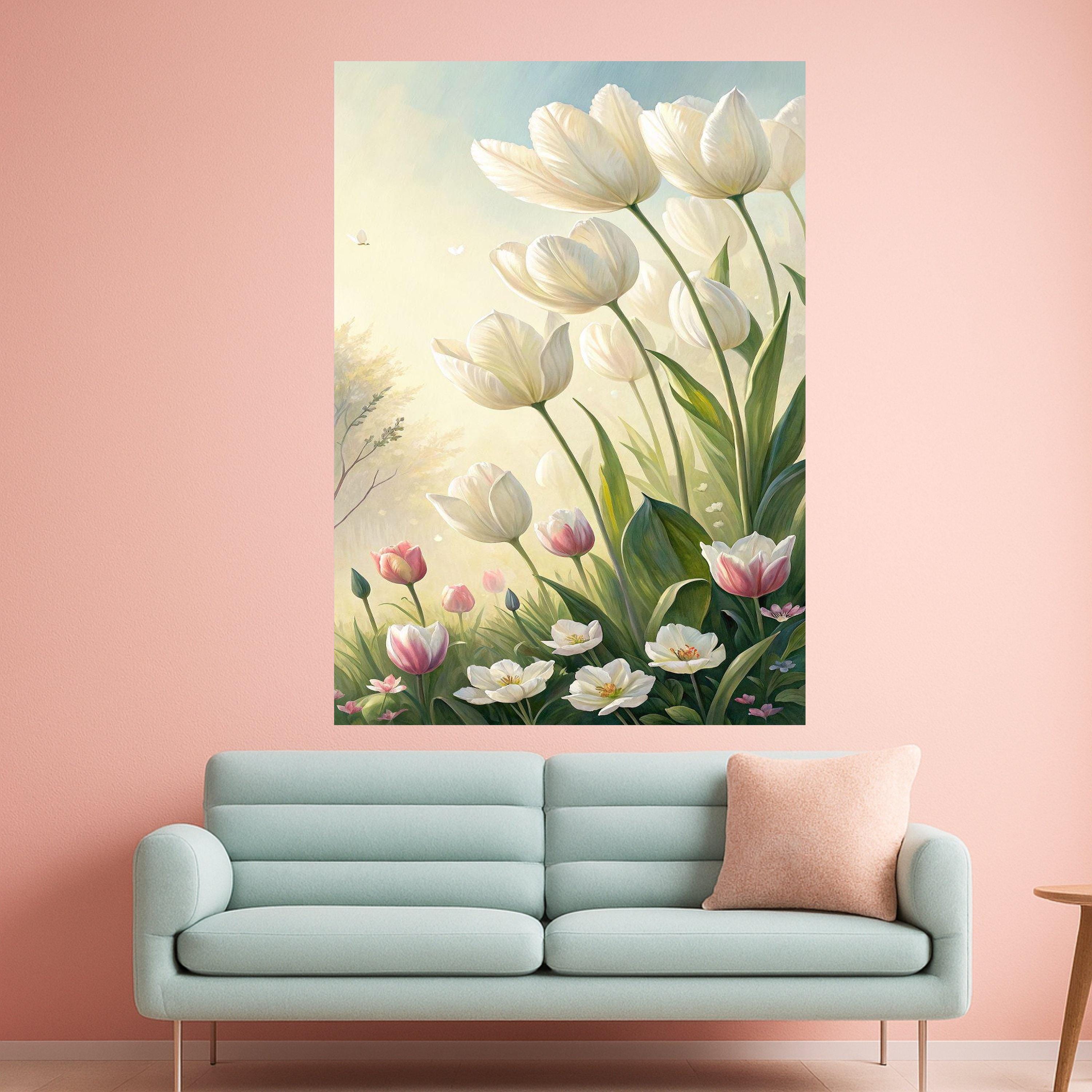 Tulip Canvas Print Wall Decoration – Spring Floral Wall Art Ready to Hang Wall Decor