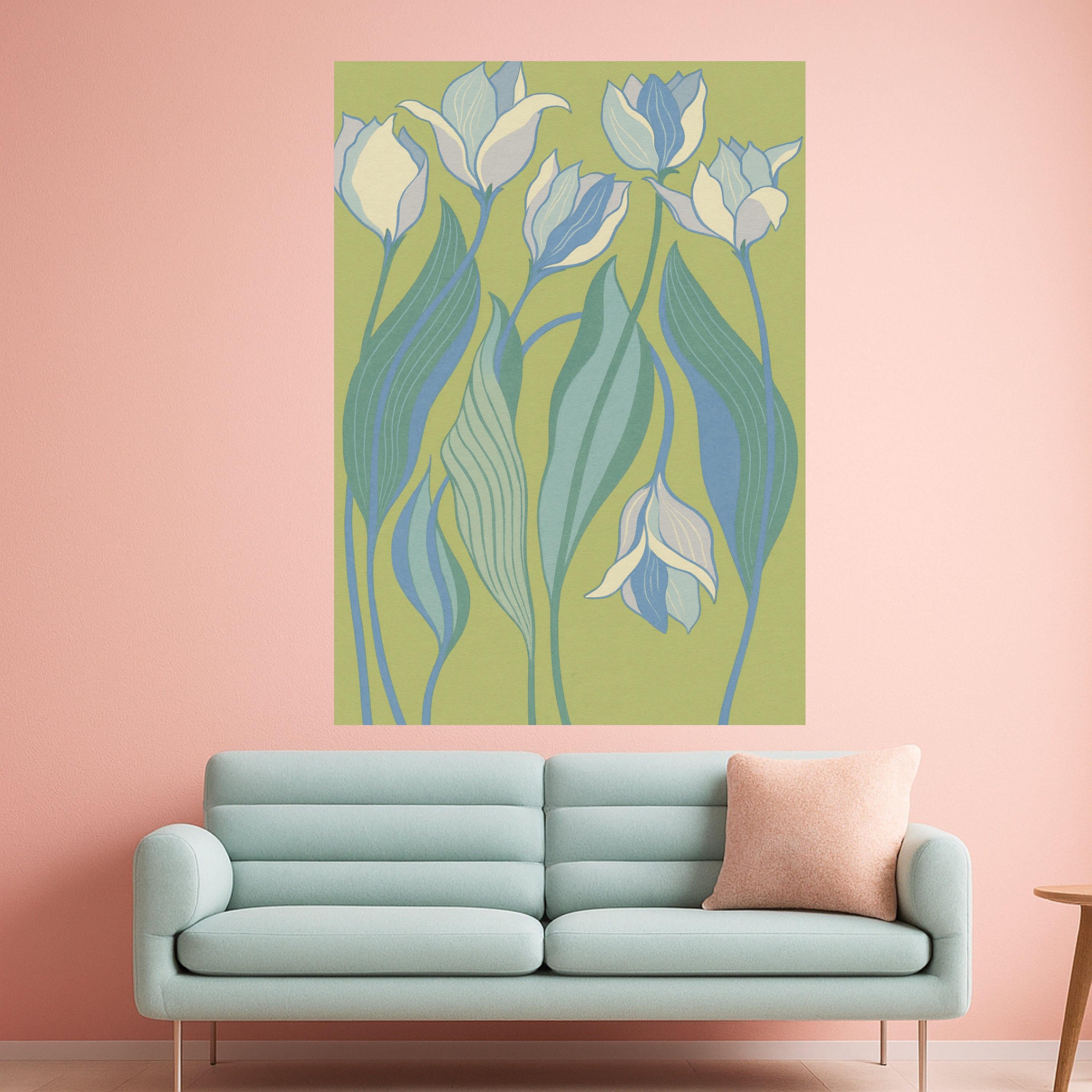 Botanical Canvas Print Wall Decoration – Modern Floral Wall Art Ready to Hang Wall Decor