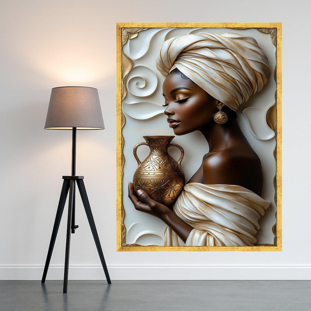 Elegant Woman Canvas Print – Cultural Portrait Wall Art – Modern Wall Decoration – Regal Wall Decor – Ready to Hang Artwork