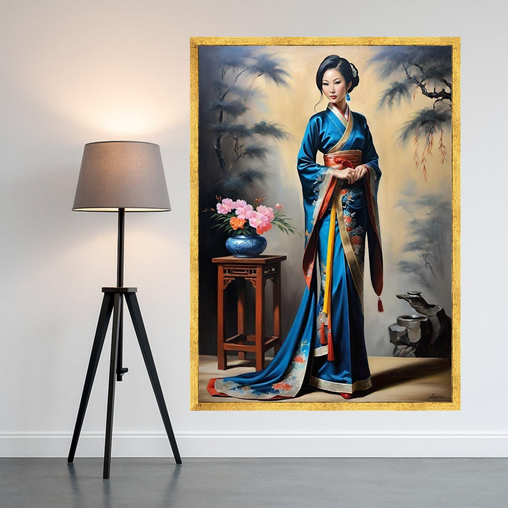 Elegant Kimono Canvas Print – Cultural Portrait Wall Art – Asian Wall Decoration – Timeless Wall Decor – Ready to Hang Artwork