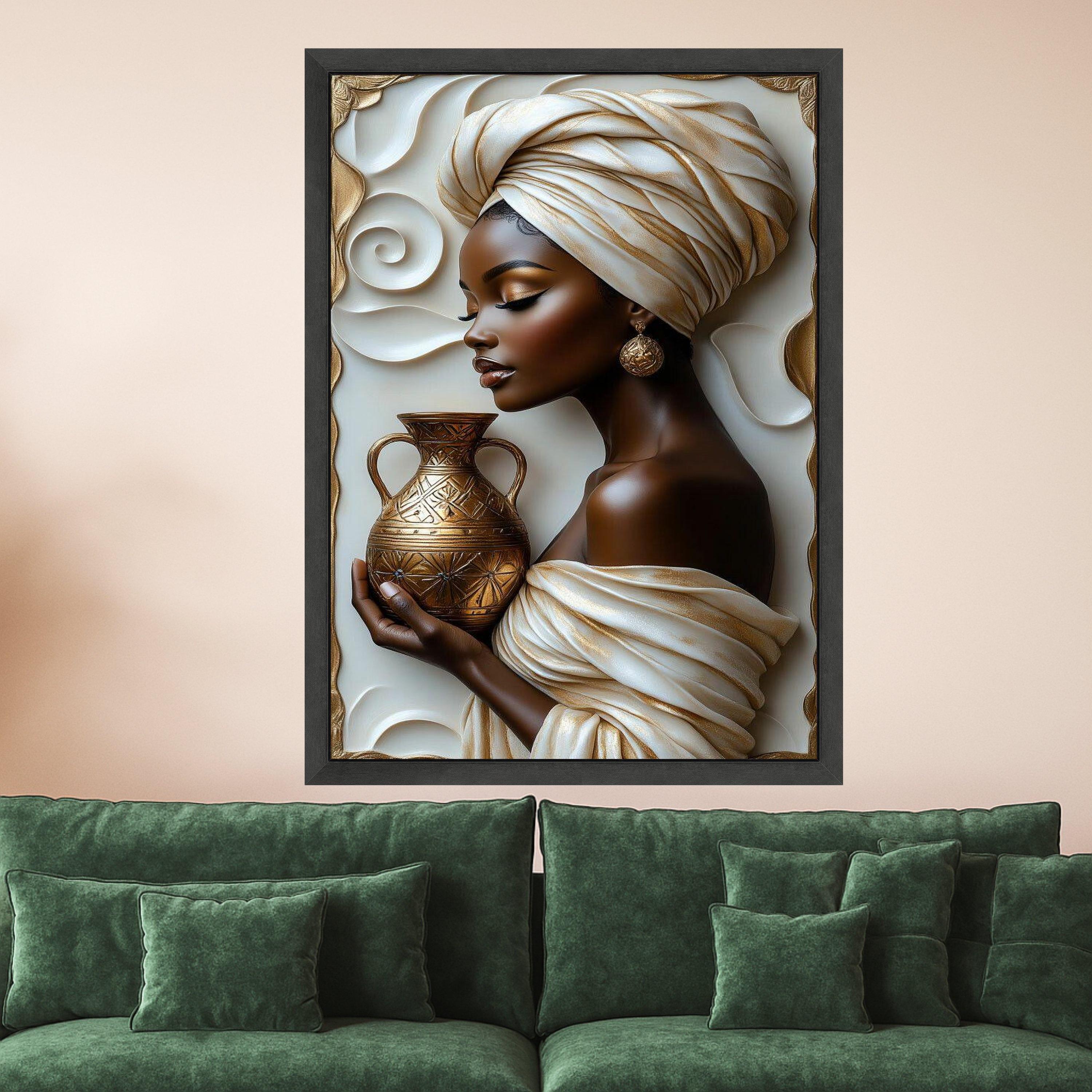 Elegant Woman Canvas Print – Cultural Portrait Wall Art – Modern Wall Decoration – Regal Wall Decor – Ready to Hang Artwork