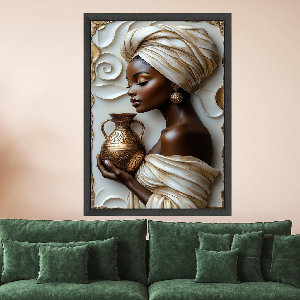 Elegant Woman Canvas Print – Cultural Portrait Wall Art – Modern Wall Decoration – Regal Wall Decor – Ready to Hang Artwork