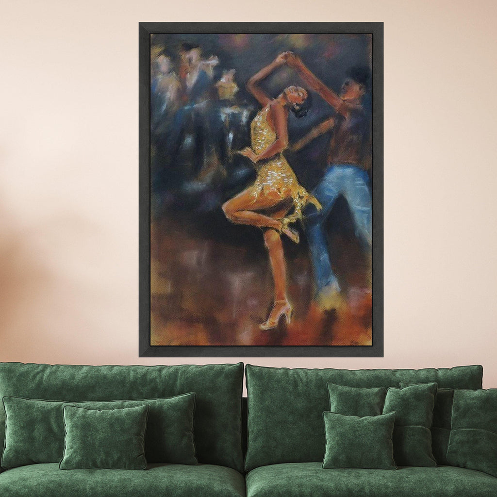 Elegant Latin Dance Scene Canvas, Couple Dancing Art, Nightlife Wall Decor, Vibrant Movement Painting, Home Living Room Ready To Hang