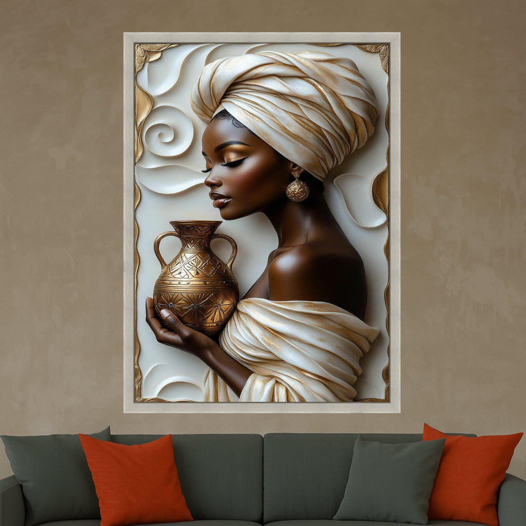Elegant Woman Canvas Print – Cultural Portrait Wall Art – Modern Wall Decoration – Regal Wall Decor – Ready to Hang Artwork