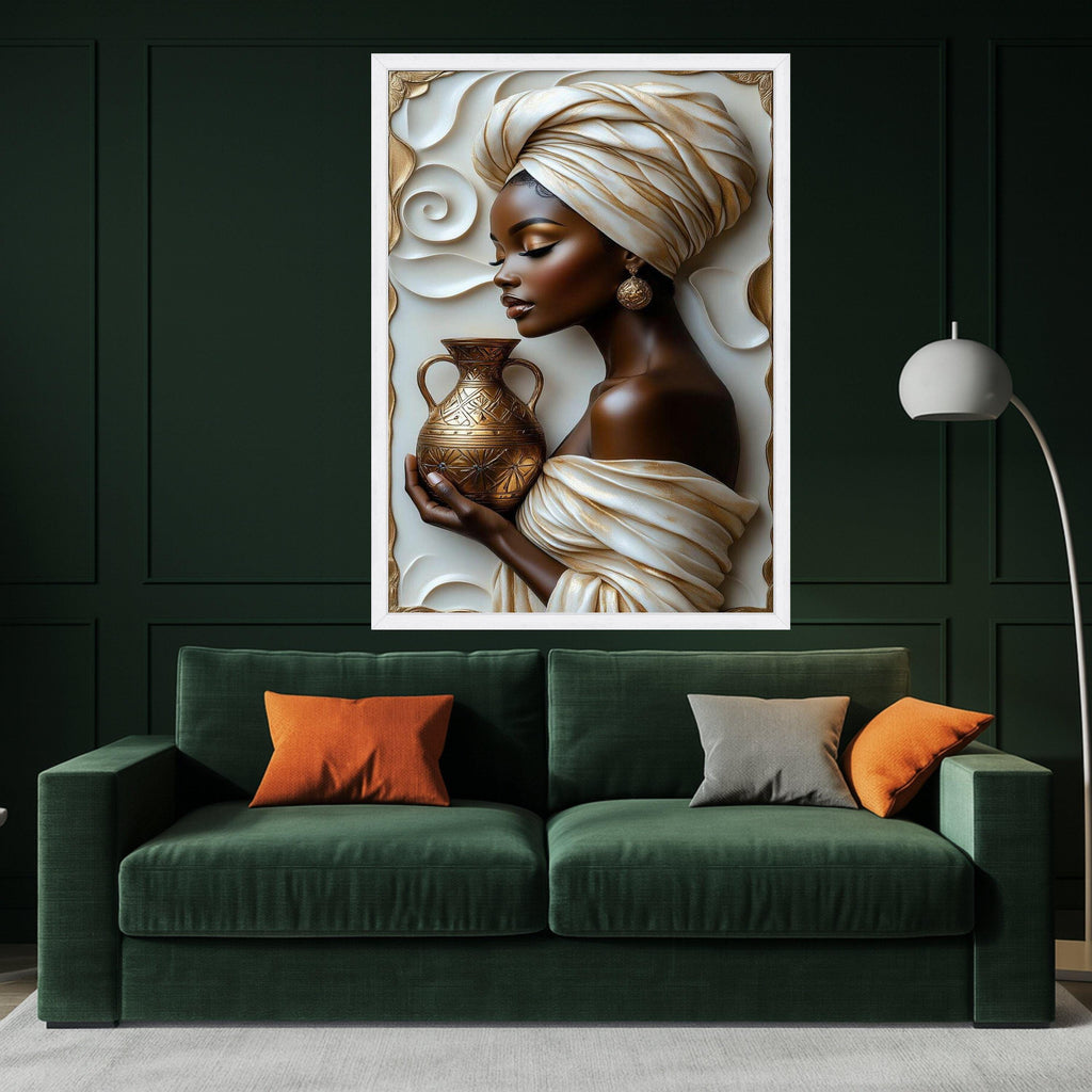 Elegant Woman Canvas Print – Cultural Portrait Wall Art – Modern Wall Decoration – Regal Wall Decor – Ready to Hang Artwork
