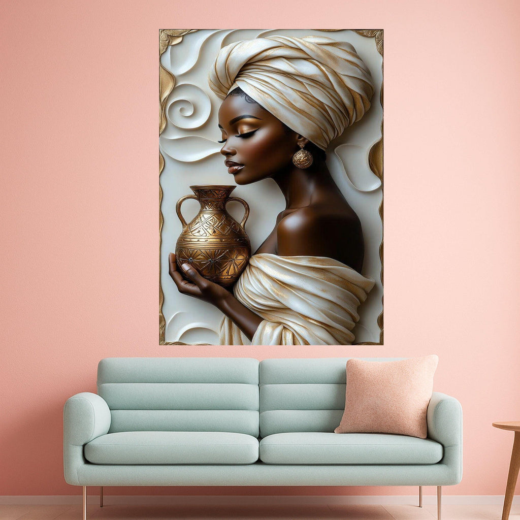 Elegant Woman Canvas Print – Cultural Portrait Wall Art – Modern Wall Decoration – Regal Wall Decor – Ready to Hang Artwork