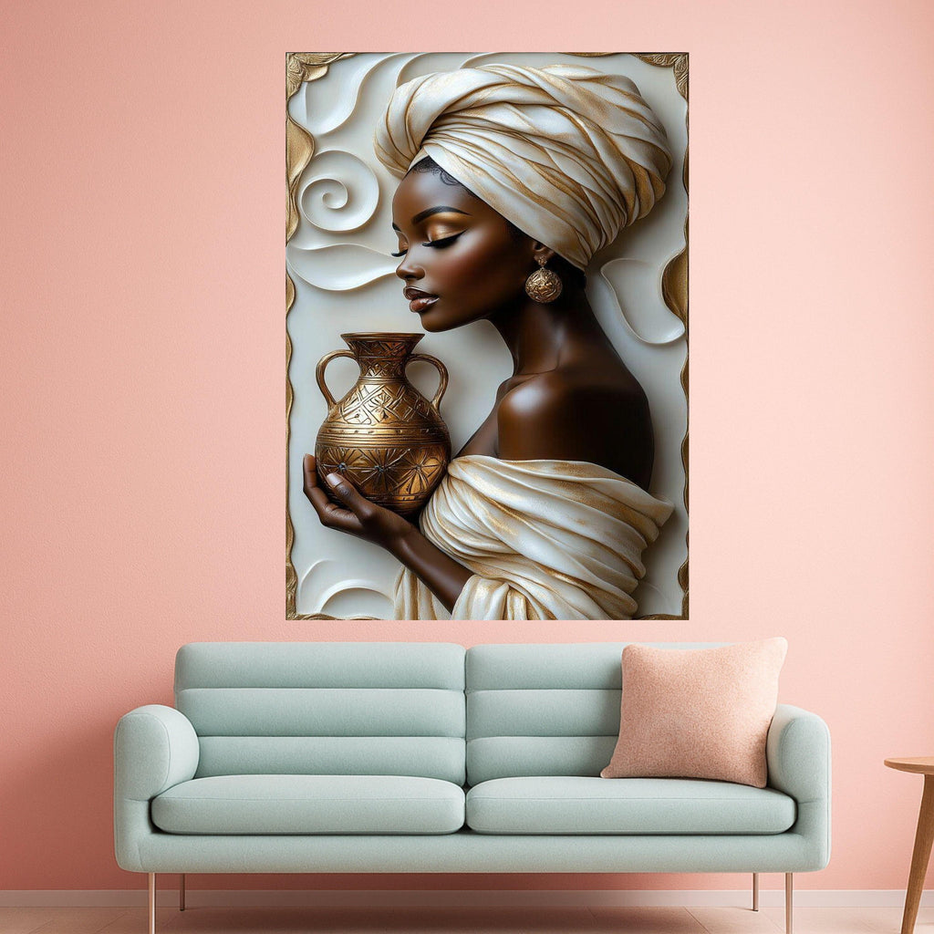 Elegant Woman Canvas Print – Cultural Portrait Wall Art – Modern Wall Decoration – Regal Wall Decor – Ready to Hang Artwork