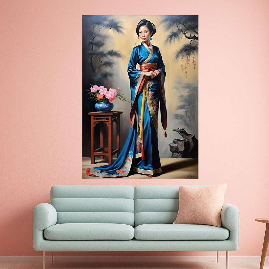 Elegant Kimono Canvas Print – Cultural Portrait Wall Art – Asian Wall Decoration – Timeless Wall Decor – Ready to Hang Artwork
