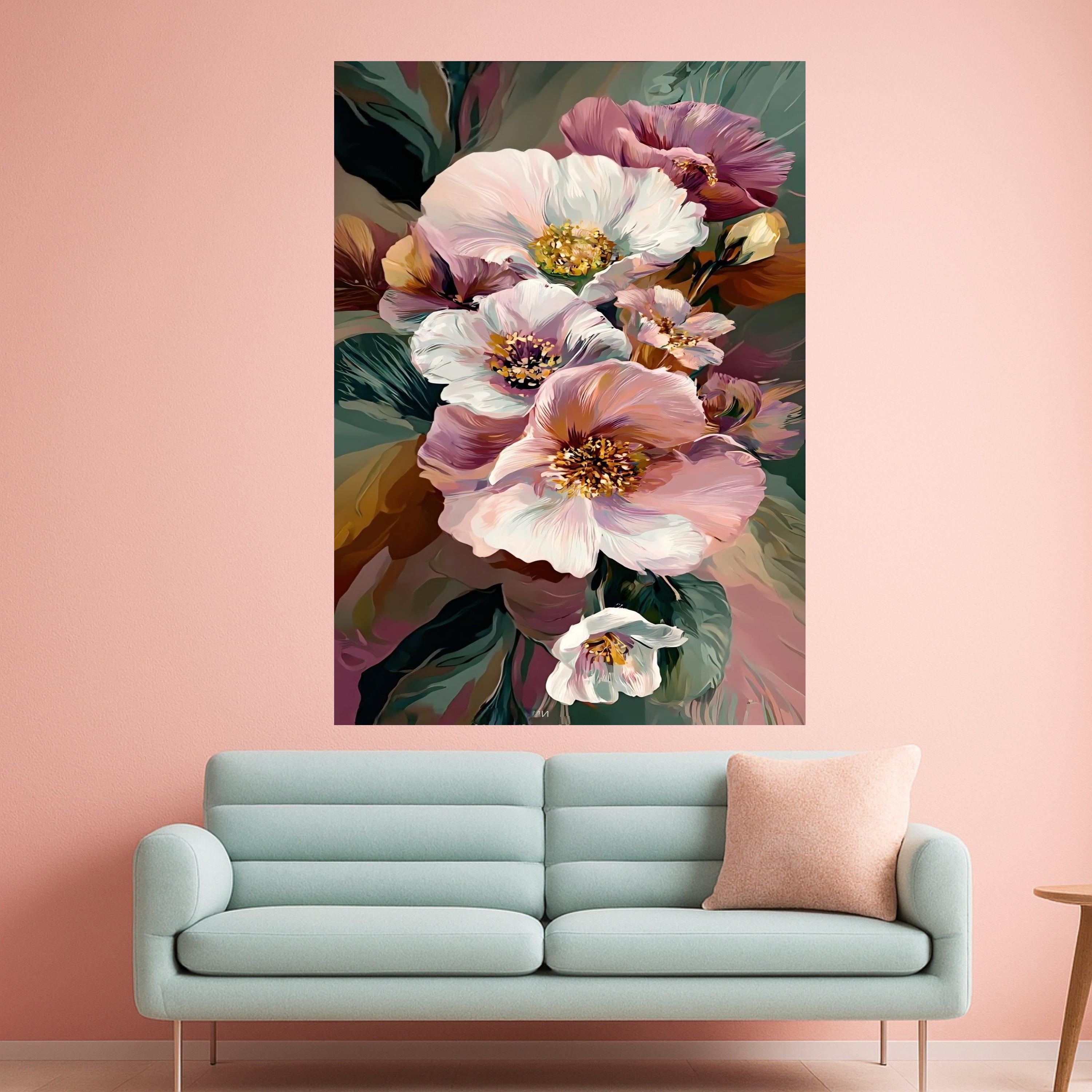 Floral Canvas Print Wall Decoration – Modern Flower Wall Art Ready to Hang Wall Decor