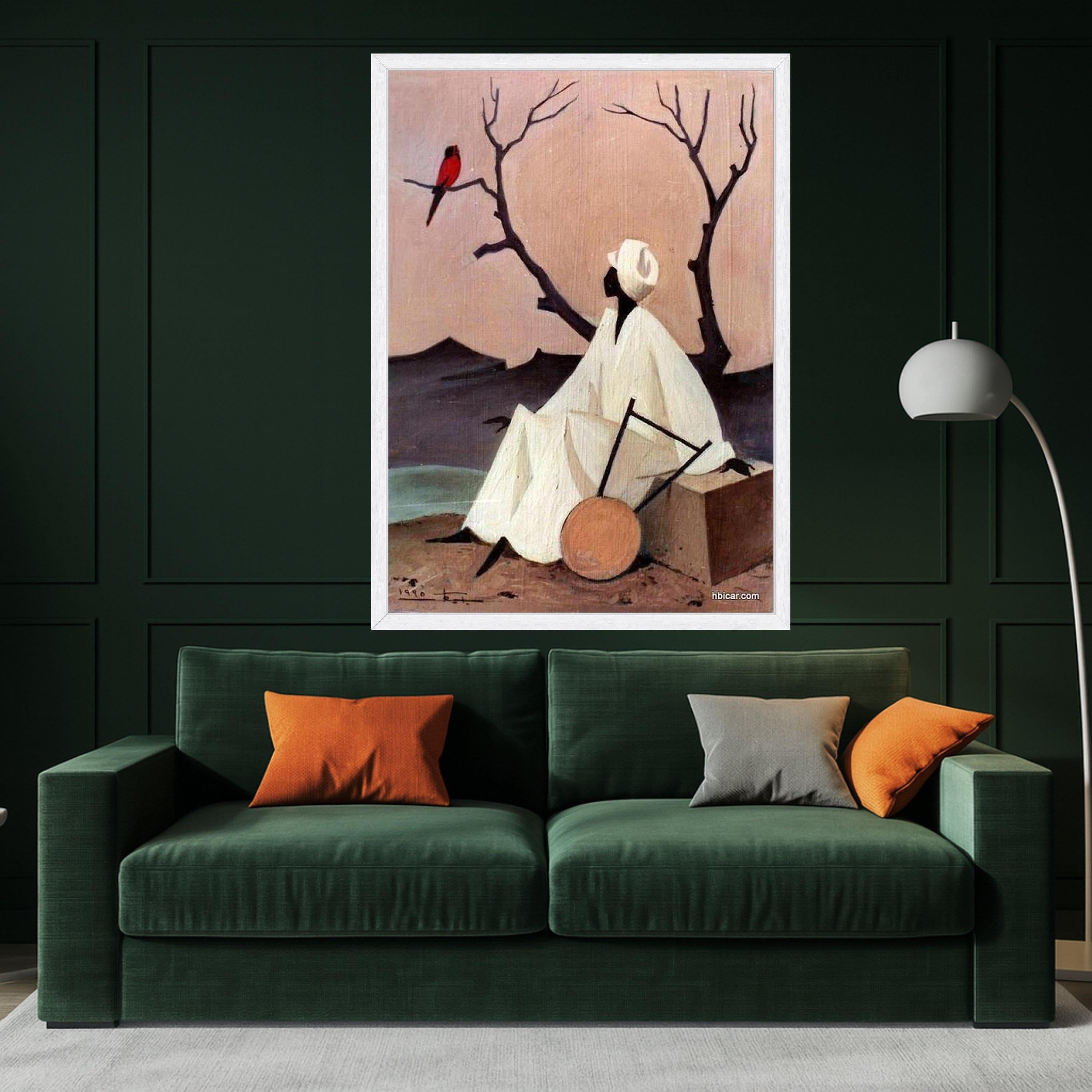 African Inspired Figure Canvas, Minimalist Wall Art, Serene Landscape Painting, Ethnic Home Decor, Contemporary Canvas Wall Ready To Hang,