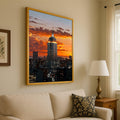 Illuminated Cityscape Sunset, Empire State Building Canvas, New York Skyline Wall Art, Urban Architecture Canvas, Modern City Ready To Hang,