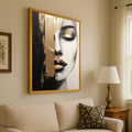 Abstract Female Portrait Canvas, Black and Gold Wall Art, Ready to Hang