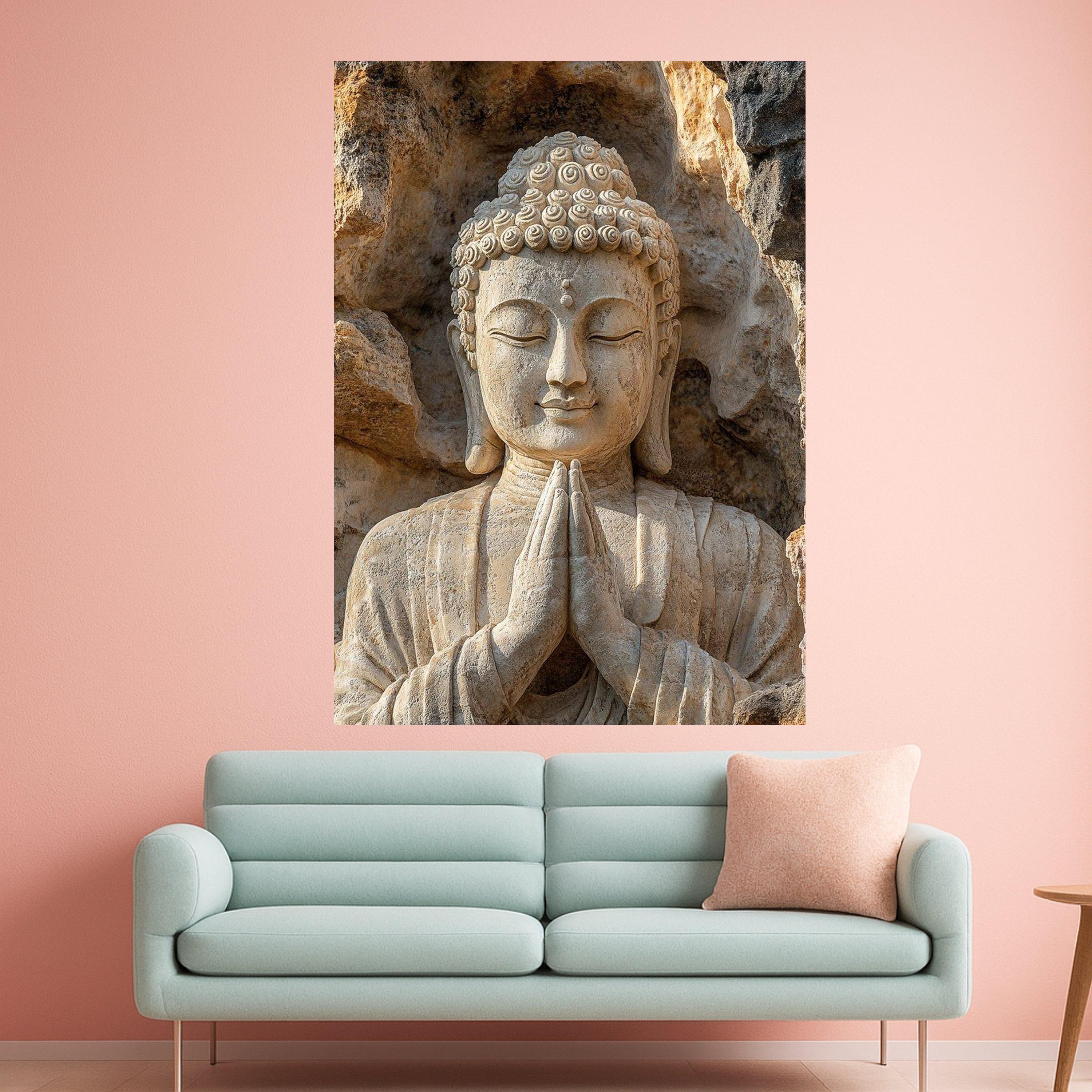 Stone Buddha Canvas Print – Zen Wall Art, Spiritual Wall Decor, Meditation Ready to Hang Wall Decoration