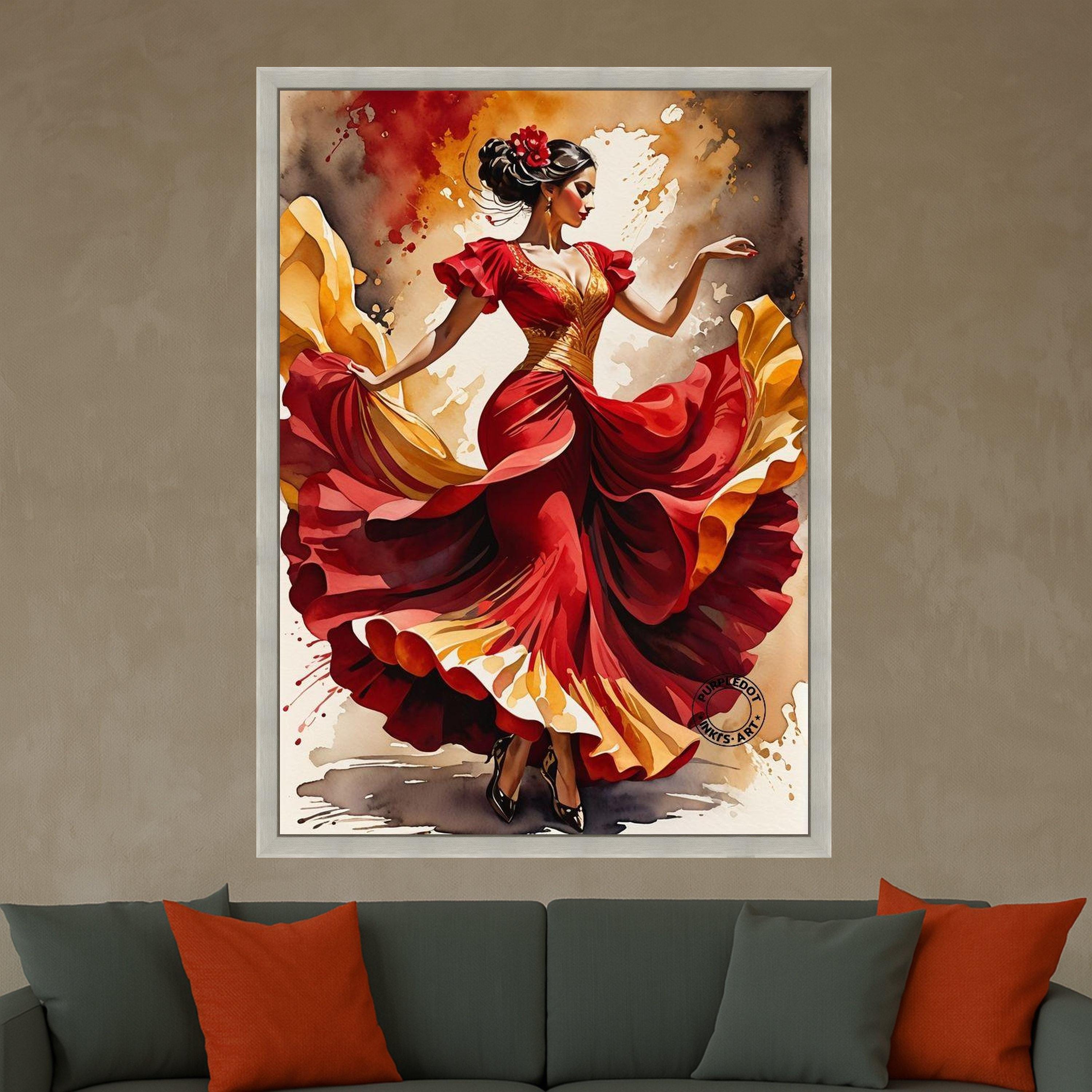Flamenco Dancer Canvas Print – Spanish Dance Wall Art, Bold Wall Decor, Ready to Hang Wall Decoration