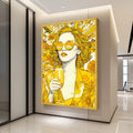 Vibrant Yellow Pop Art Woman Canvas, Retro Sunglasses Wall Art, Sunflower Theme Canvas, Bright Modern Home Decor, Fashion Ready To Hang,