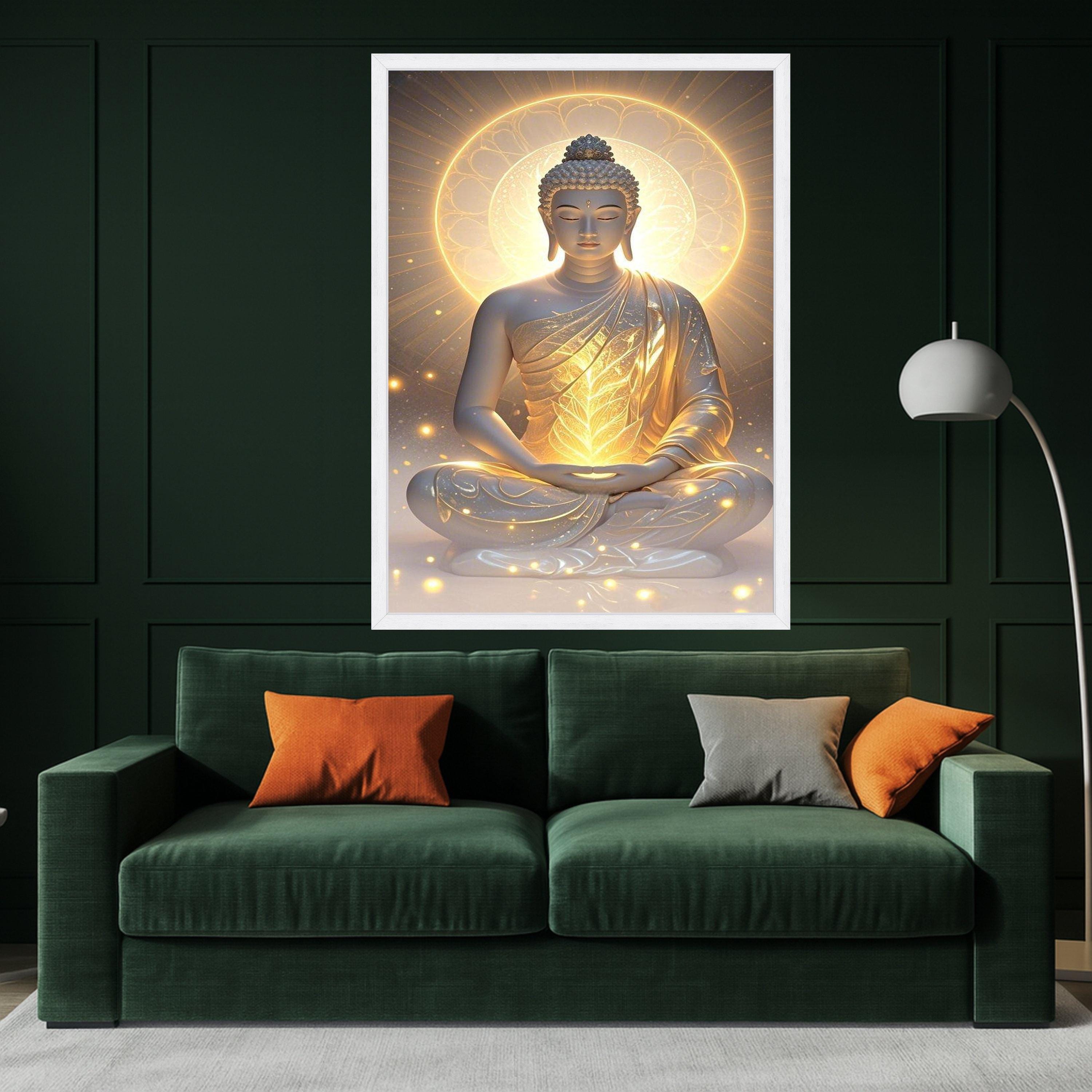 Golden Buddha Meditation Canvas Print – Zen Wall Art, Spiritual Wall Decor, Enlightenment Artwork, Ready to Hang Wall Decoration