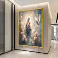 Sacred Mother and Child Canvas, Religious Wall Art, Virgin Mary with Baby, Angelic Dove Decor, Spiritual Canvas Painting, Ready To Hang,