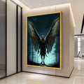 Dark Forest Mothman Canvas, Glowing Red Eyes Wall Art, Creepy Creature Illustration, Gothic Canvas Decor, Horror Fantasy Ready To Hang,