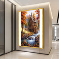 Rustic Autumn Watermill Canvas Print – Country Wall Art, Fall Wall Decor, Ready to Hang Wall Decoration