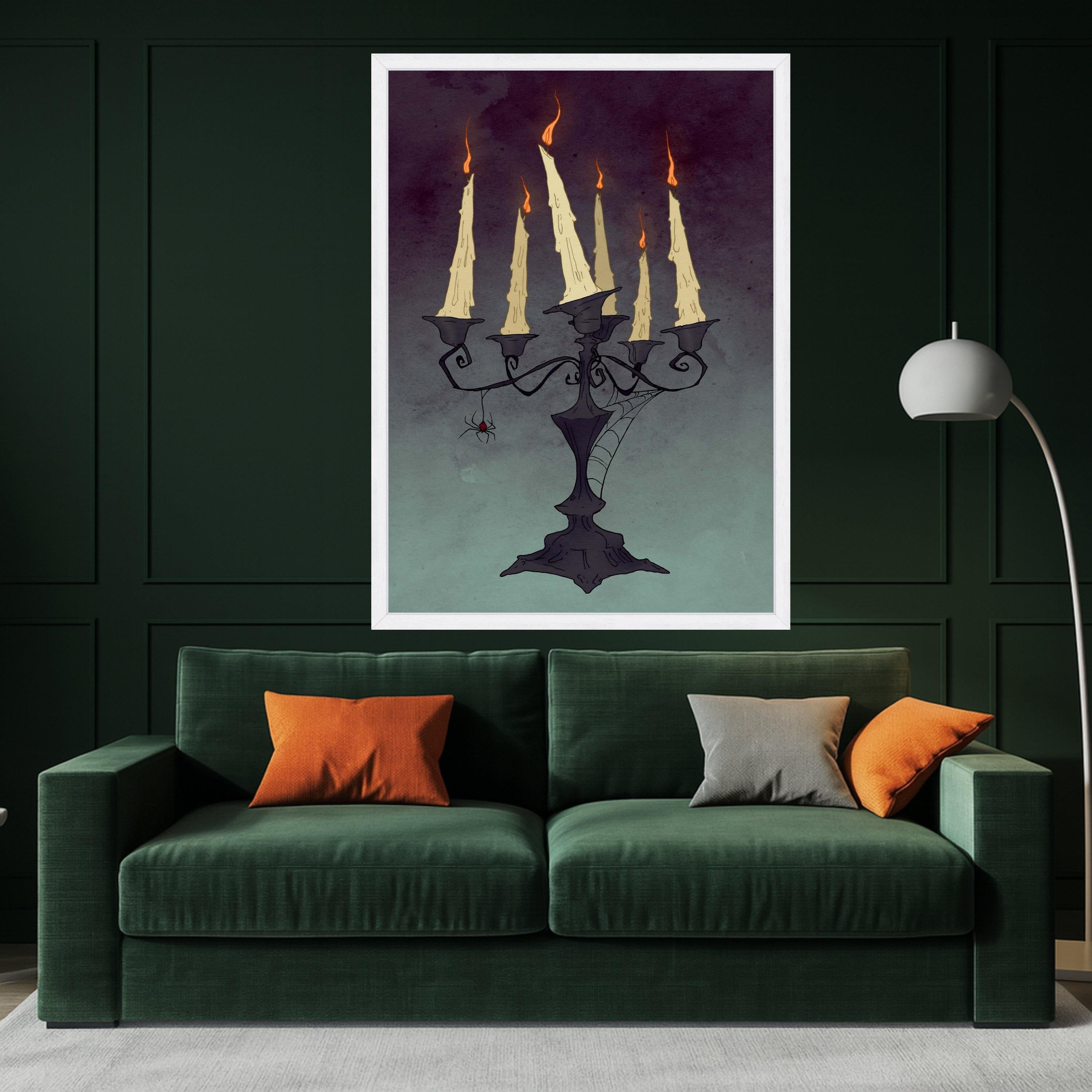 Gothic Candelabra Canvas Print – Spooky Wall Art, Halloween Wall Decor, Ready to Hang Wall Decoration