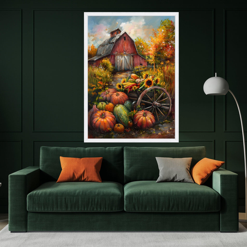 Rustic Barn Canvas Wall Art – Autumn Wall Decor, Farmhouse Wall Art Ready to Hang