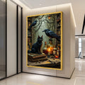Black Cat Canvas Wall Art – Gothic Wall Decor, Witchy Wall Art Ready to Hang