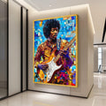 Guitar Legend Canvas Print – Mosaic Musician Wall Art, Colorful Wall Decor, Music Room Accent, Ready to Hang Modern Art