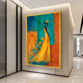 Elegant Woman Canvas Print – Colorful Abstract Wall Art, Sunflower Dress Painting, Wall Decor Ready to Hang, Modern Home Accent