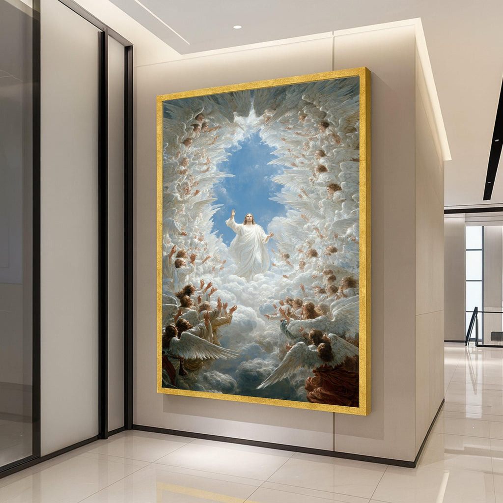 Heavenly Jesus Canvas Print – Angelic Religious Wall Art – Christian Wall Decor – Ready to Hang Wall Decoration