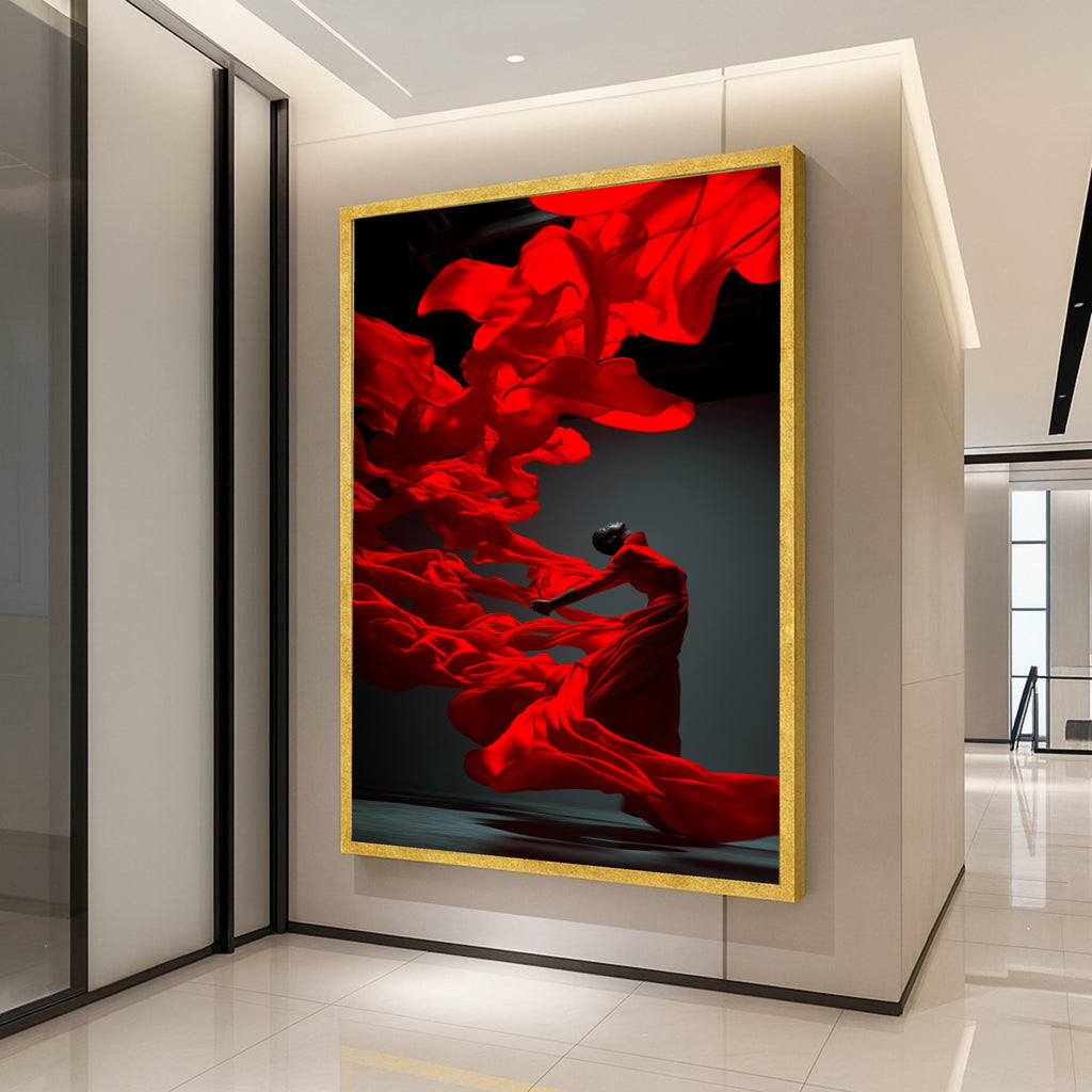 Red Dress Dance Canvas Print – Modern Wall Art Decoration – Elegant Wall Decor – Ready to Hang Canvas Artwork