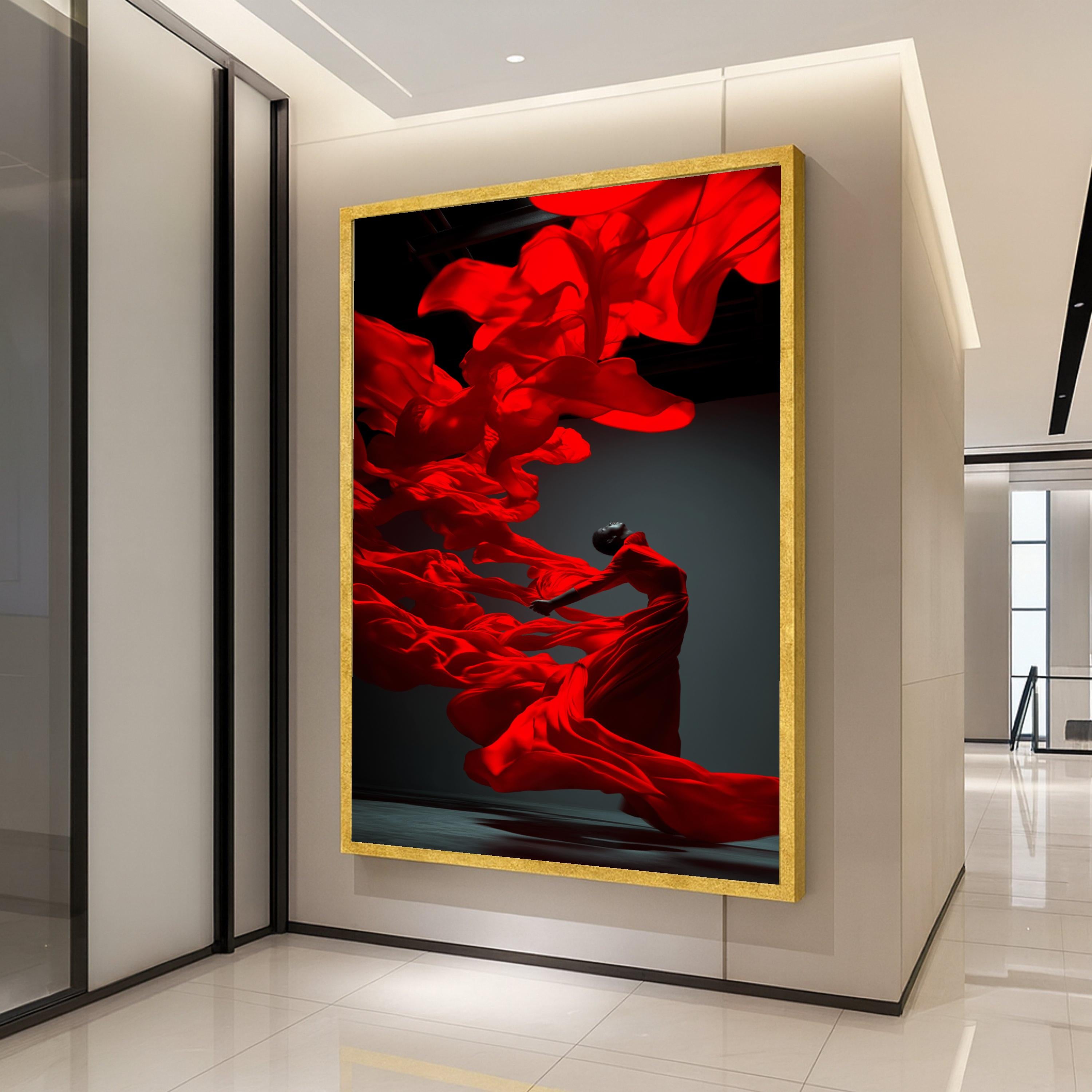 Red Dress Dance Canvas Print – Modern Wall Art Decoration – Elegant Wall Decor – Ready to Hang Canvas Artwork