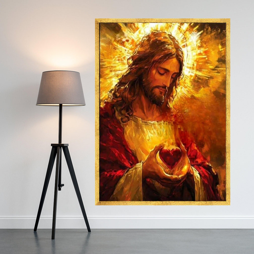 Sacred Heart of Jesus Canvas Wall Art, Christian Religious Painting, Spiritual Home Decor, Inspirational Faith Artwork, Ready Ready To Hang,